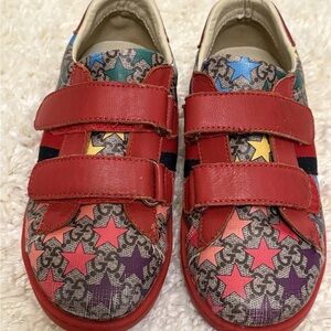 Gucci Kids Red Velcro Star Print Sneakers Sz 35